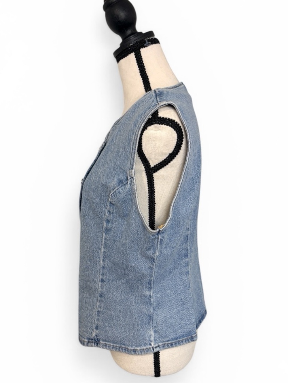 Zara Denim Vest XL BNWT Light Wash Button Front Waistcoat 90s Western - Picture 5 of 9